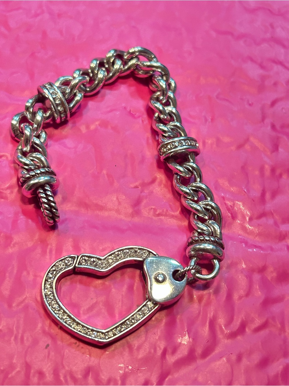 Brighton Urban Lights Heart Bracelet w/chunky curb chain and pave heart clasp